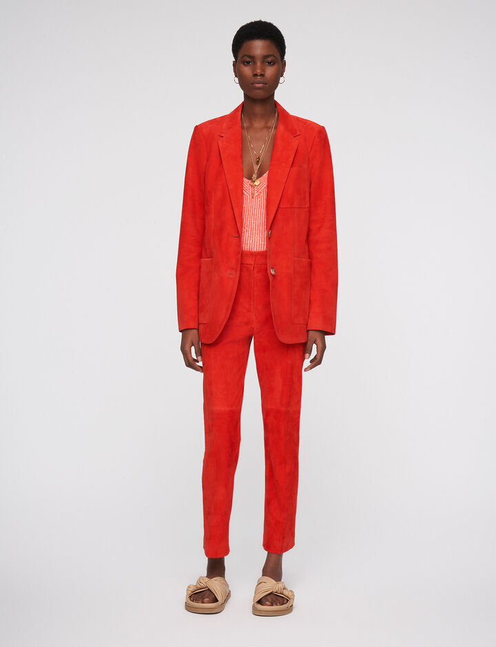 Joseph, Suede Leather Jacques Jacket, in Scarlet